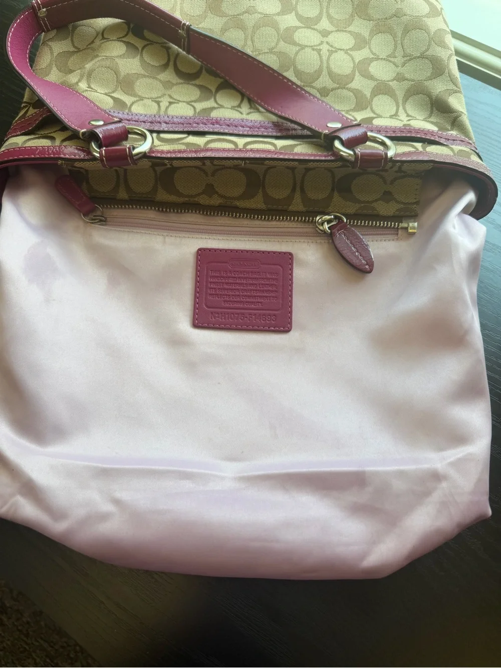 Coach Penelope Signature Canvas Tote with Berry Leather Trim Y2K F14693